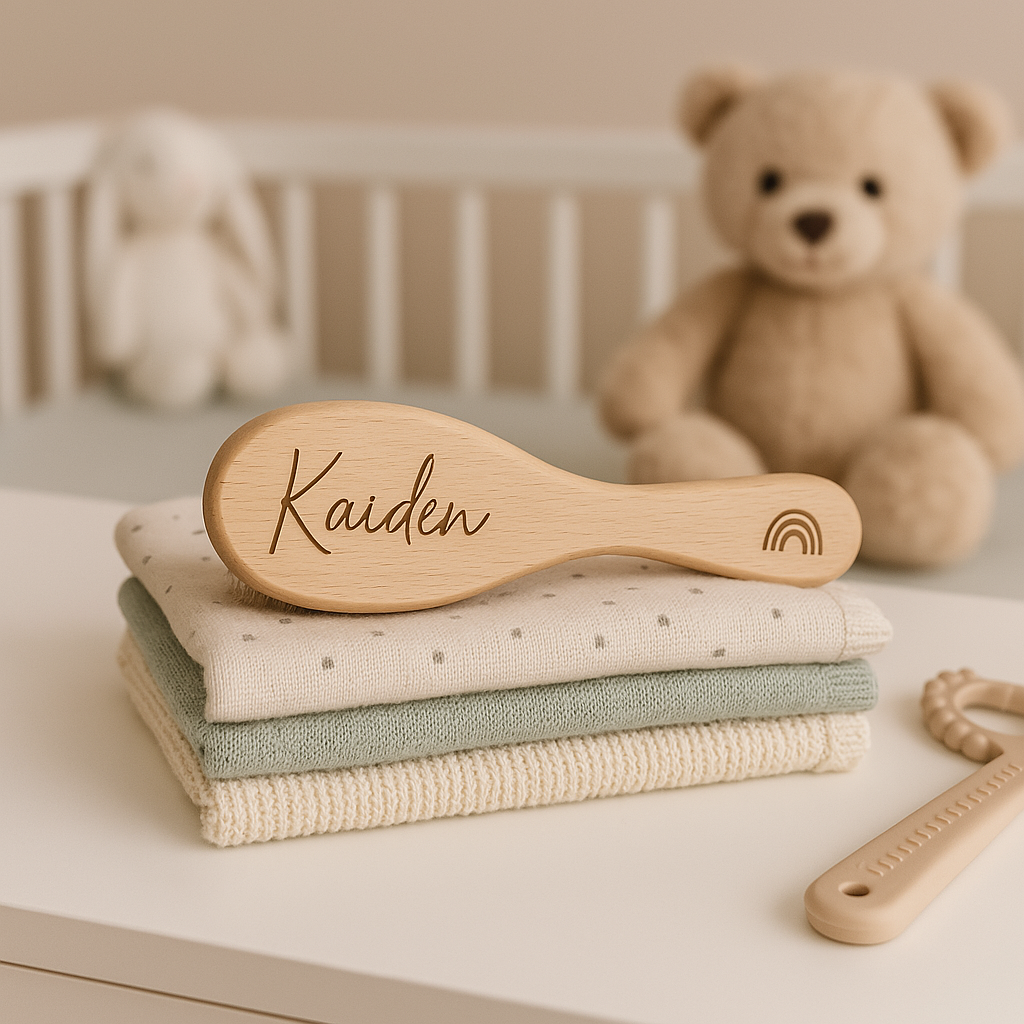 Personalised engraved baby brush 