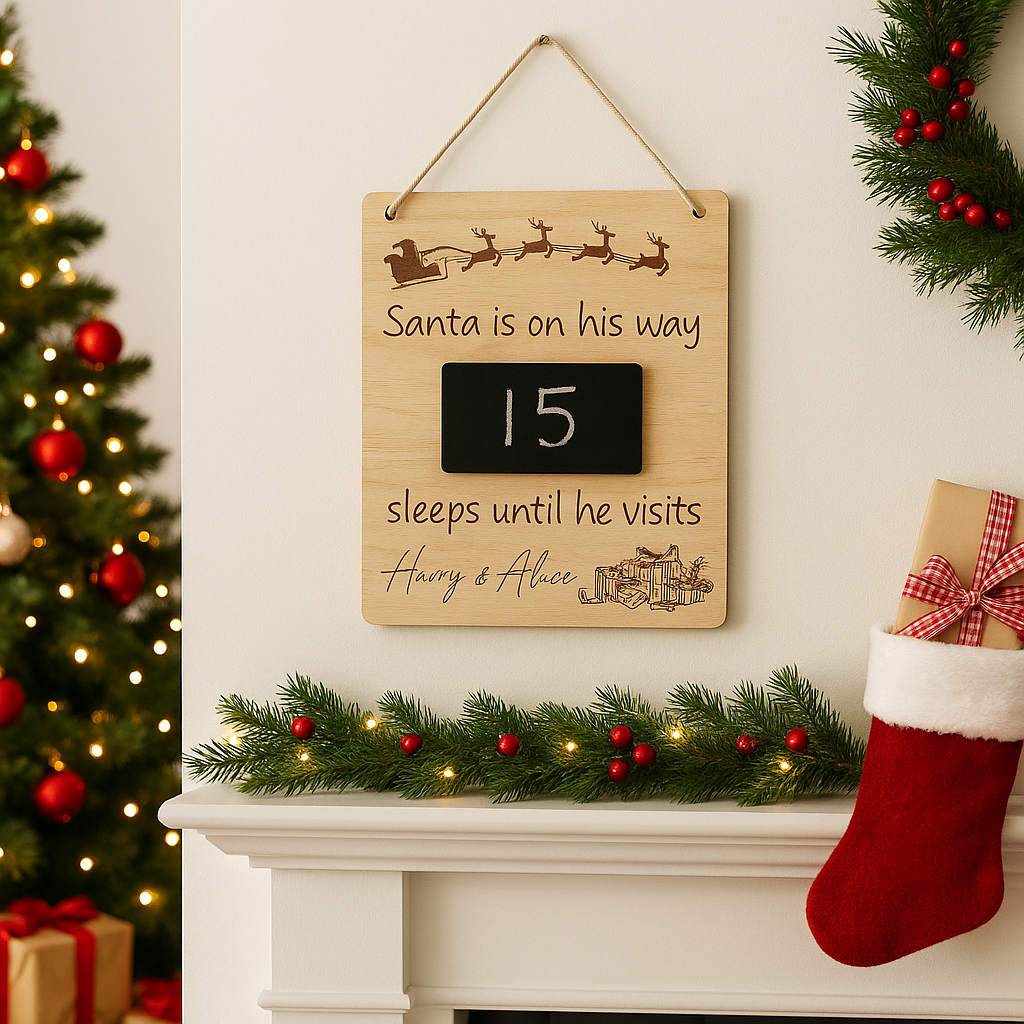 Personalised Christmas countdown sign 