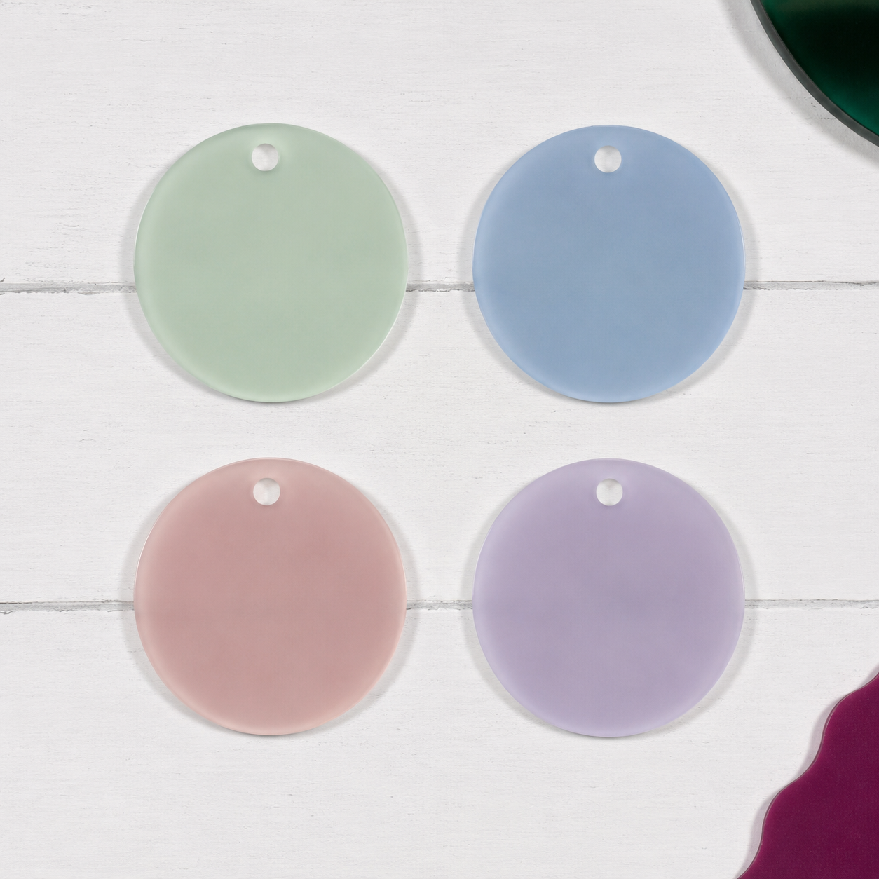 Frosted colour keyring blanks 