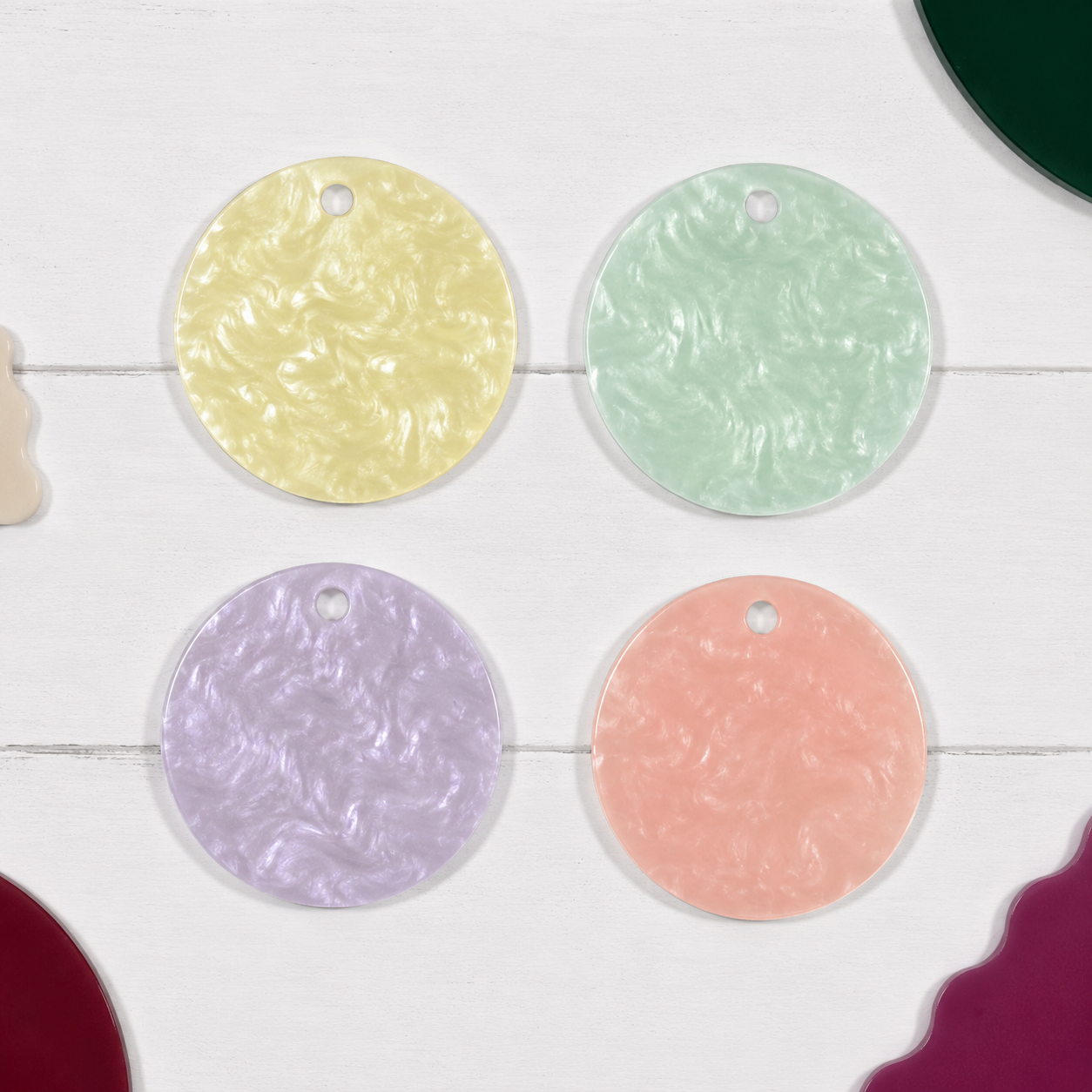 Pearl colour acrylic keyring blanks 