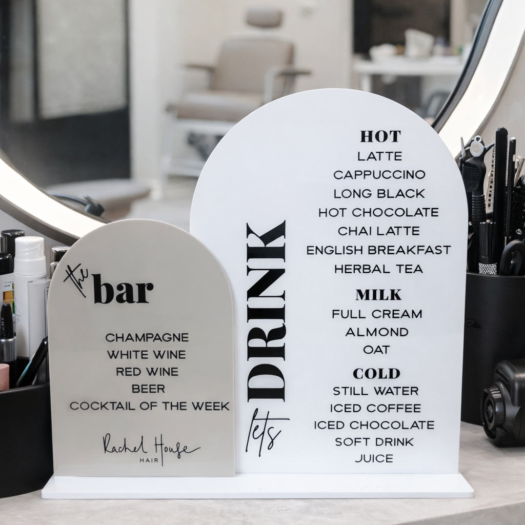 Dual Bar and Drink Menu – Custom Acrylic Counter Sign