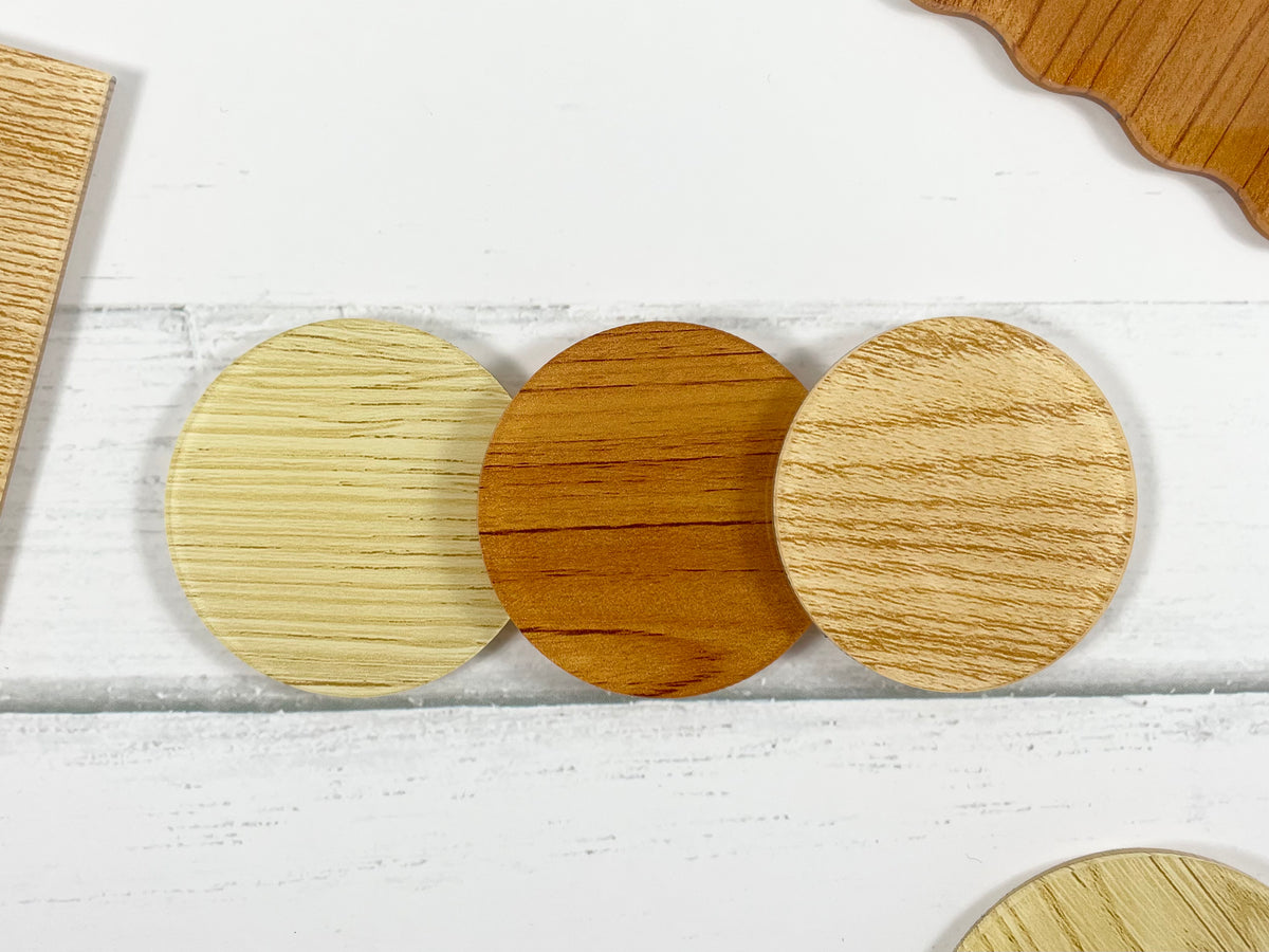 circle timber look acrylic blanks 