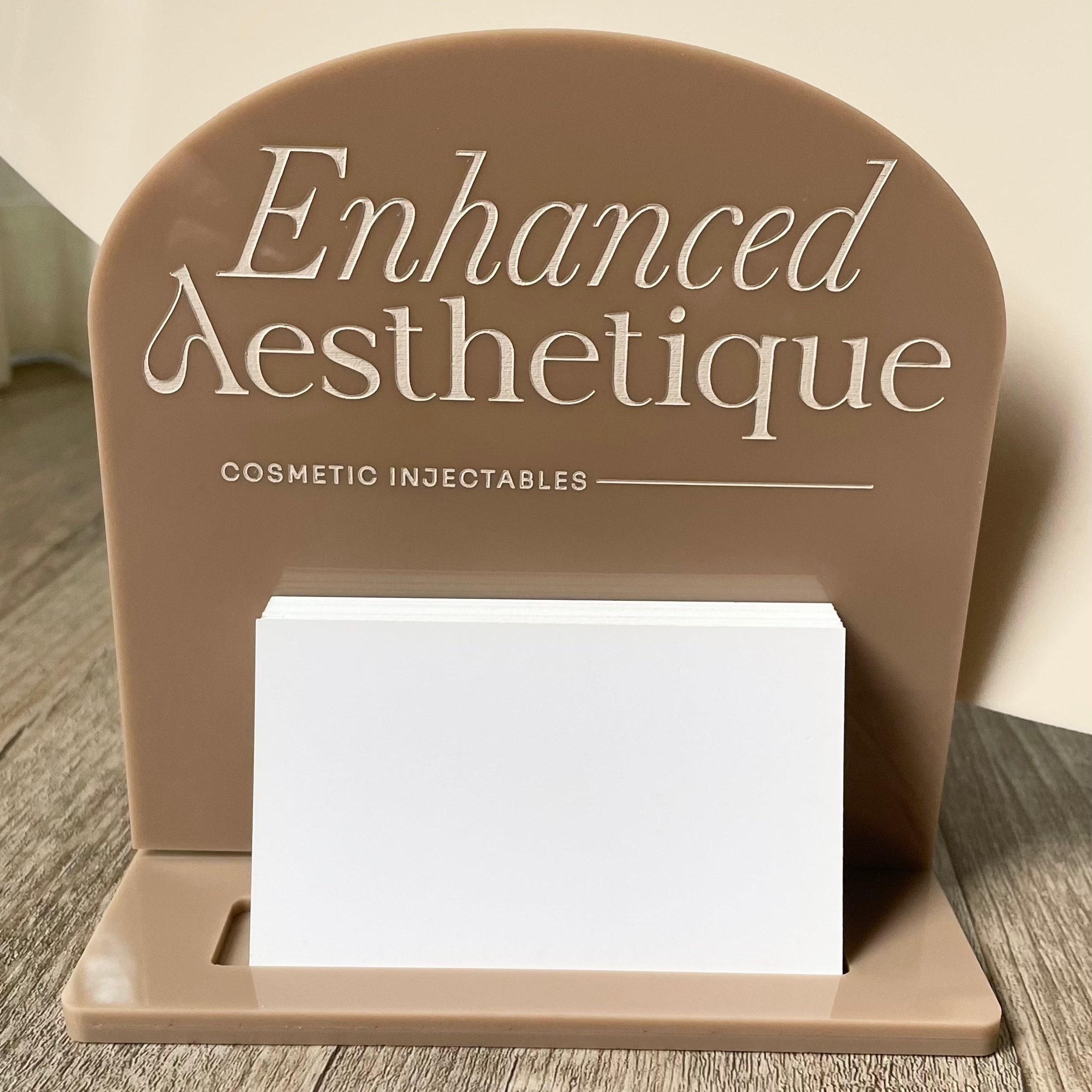 Brown mini card holder for Enhanced Aesthetique with curved top