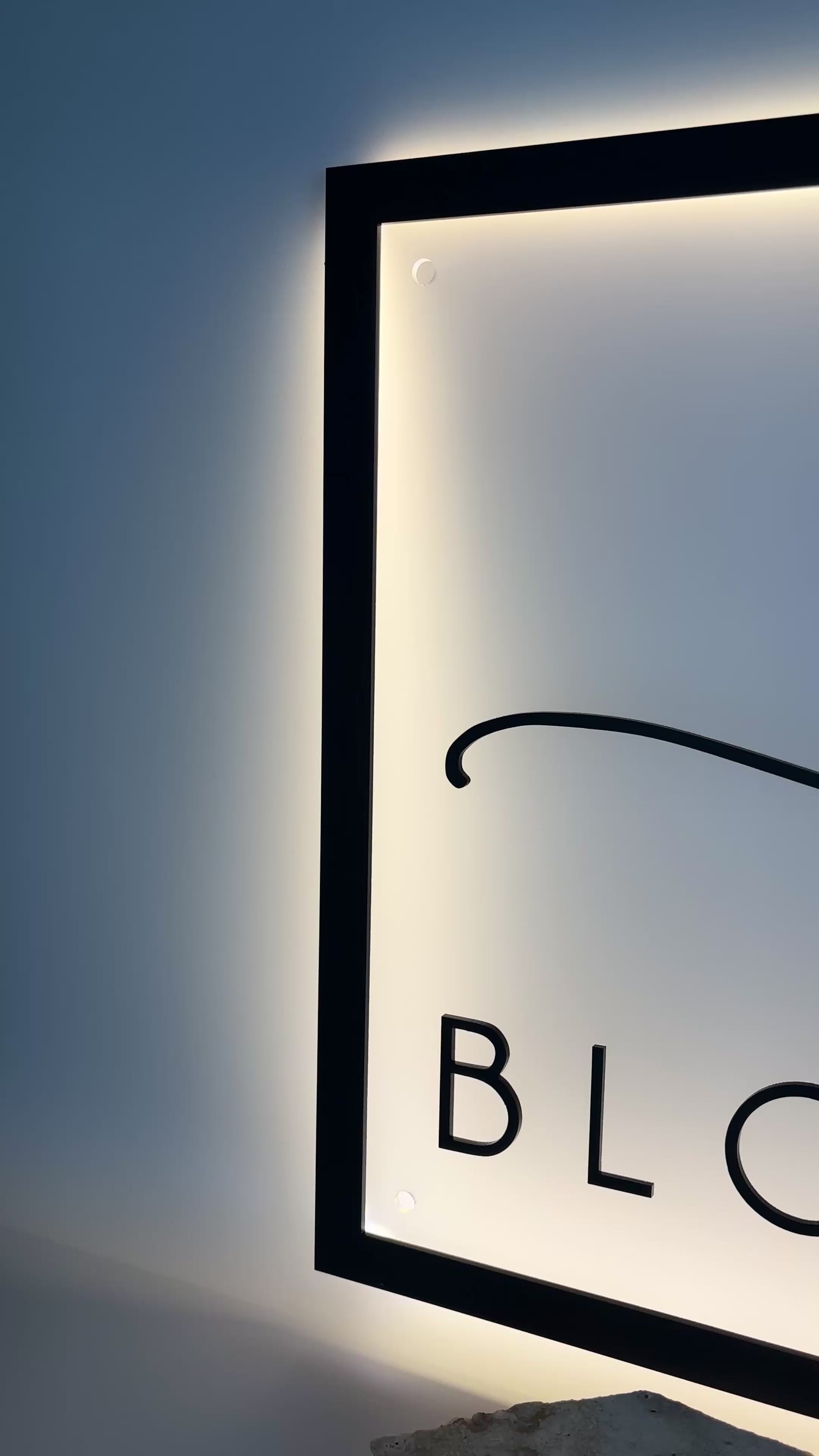 Modern acrylic backlit sign with LED glow for beauty clinic BLC Aesthetics