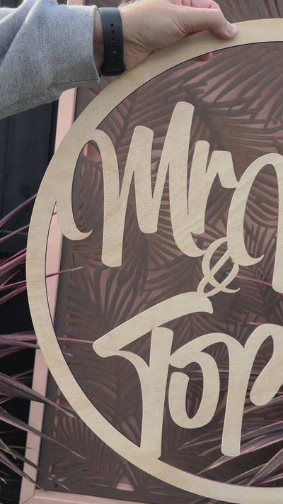 Personalised wooden hoop signs