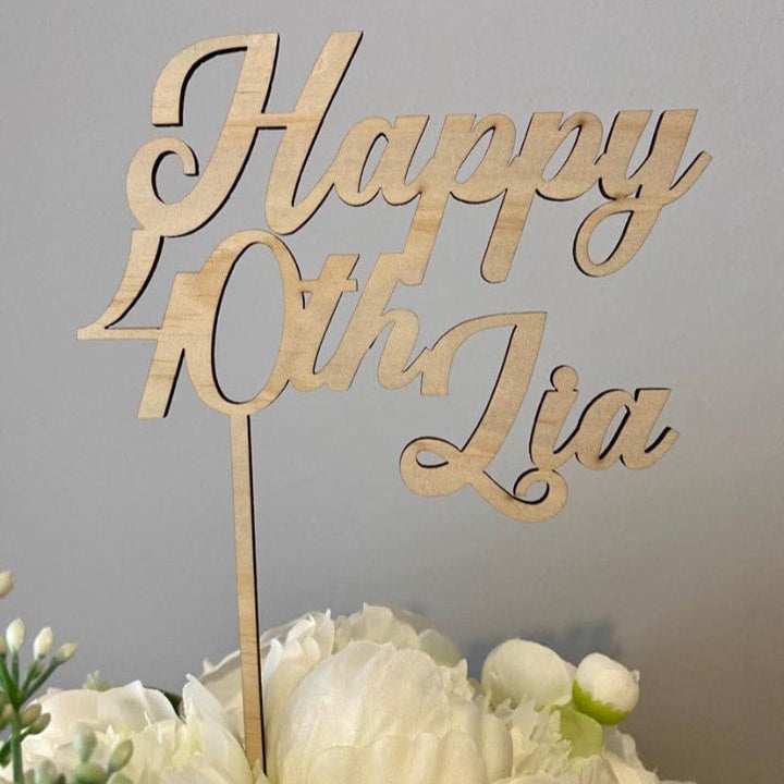 wooden cake topper