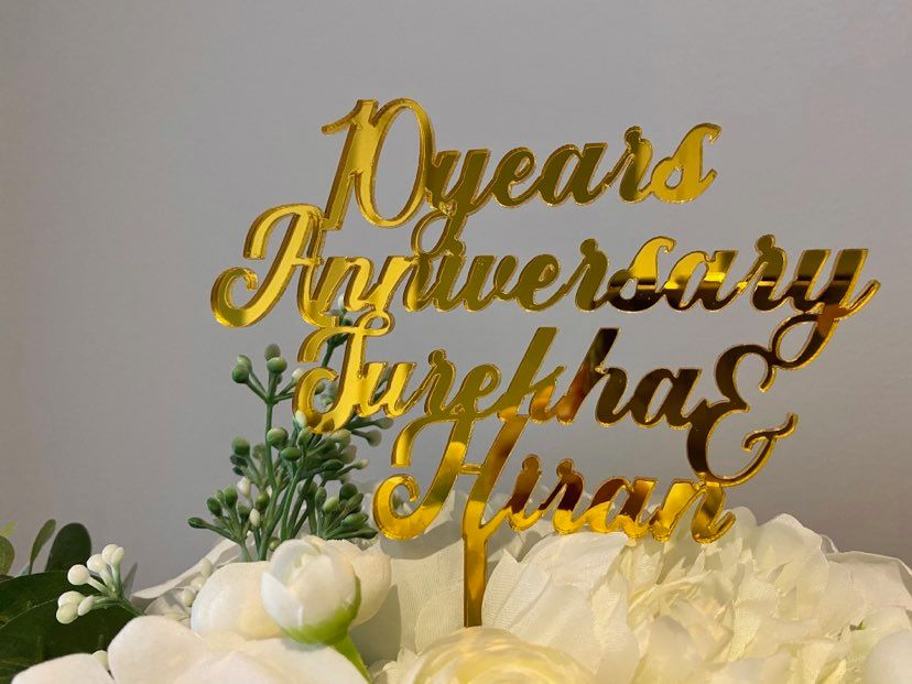 rose gold anniversary cake toppers
