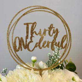thirty glitter cake topper