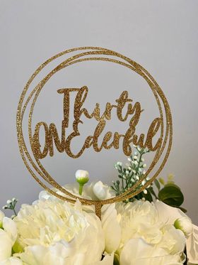 thirty glitter cake topper