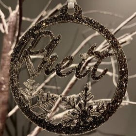 Frosted name ornament