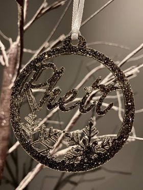 Frosted name ornament