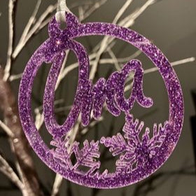 Frosted name ornament