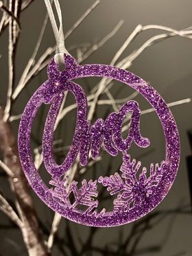 Frosted name ornament