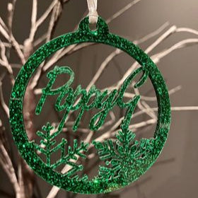 Frosted name ornament
