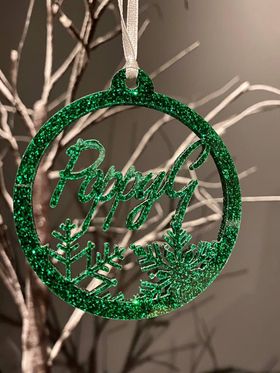 Frosted name ornament