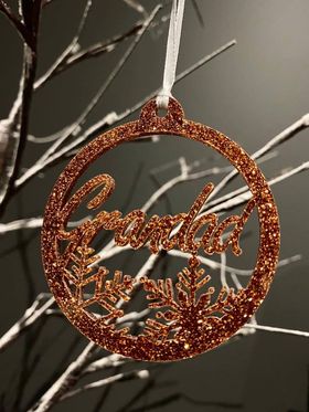 Frosted name ornament