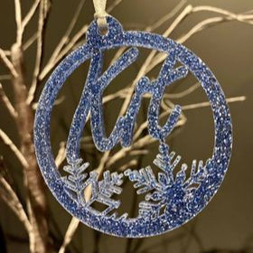 Frosted name ornament