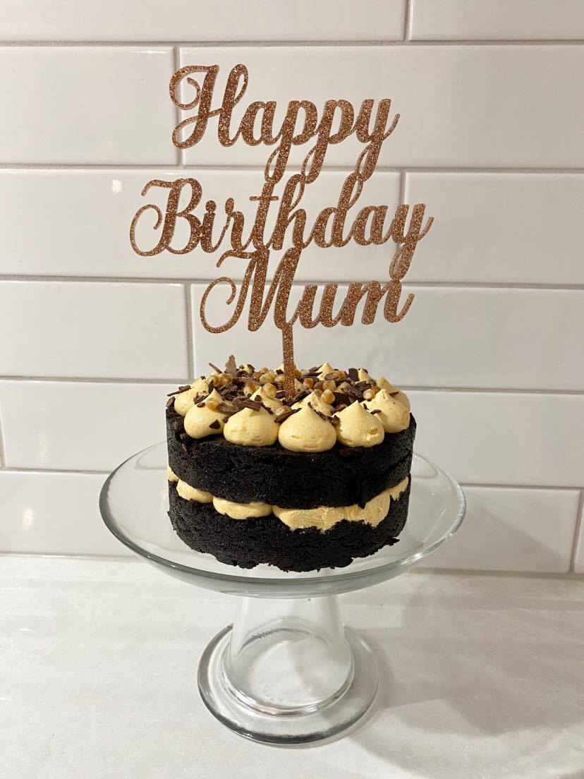 glitter happy birthday mum cake topper