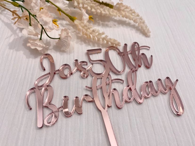 rose gold 50th cake toppers