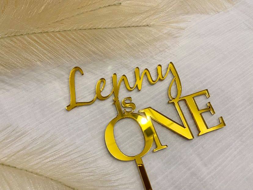 gold mirror cake toppers