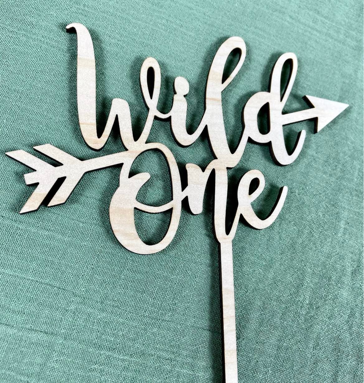 wooden wild one cake topper
