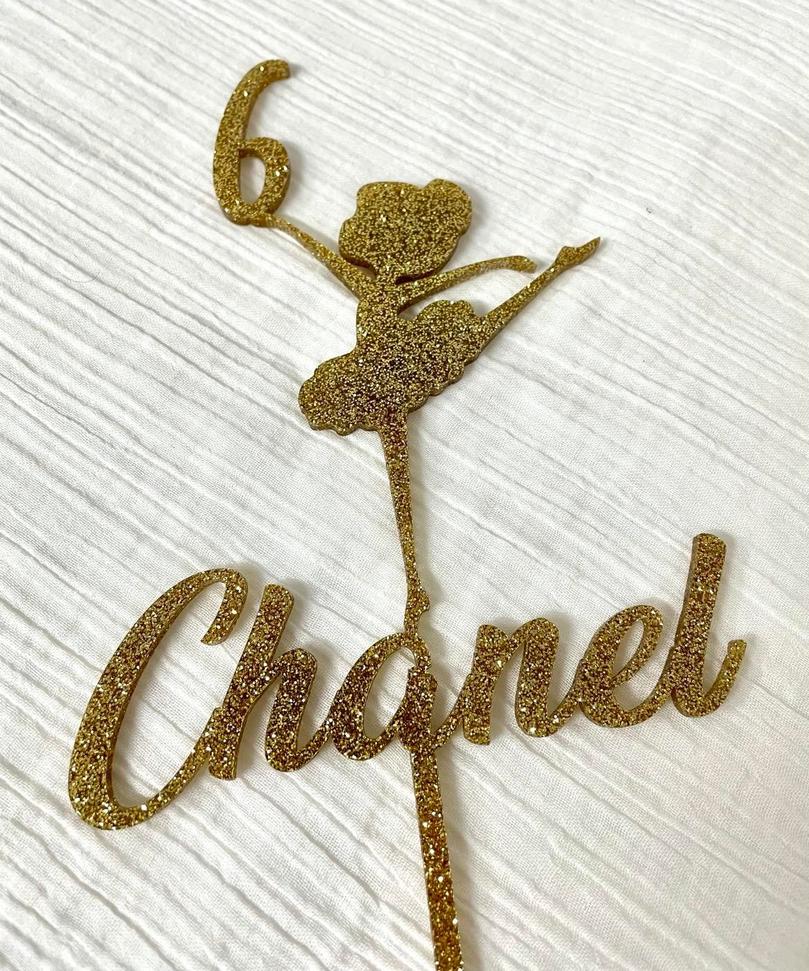 glitter cake topper