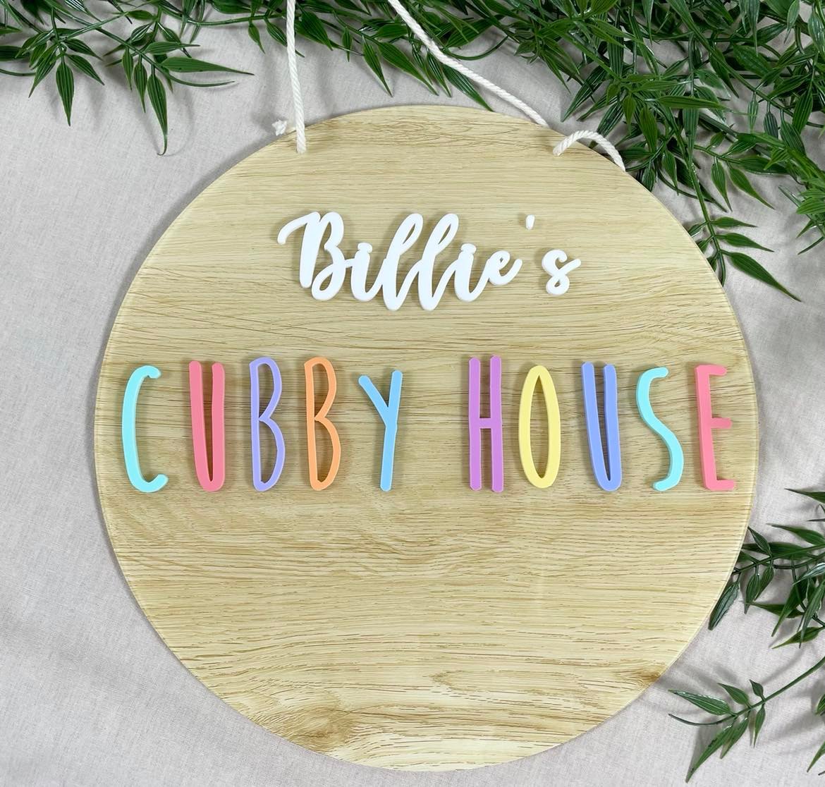 Acrylic cubby house sign (Billie) SALE