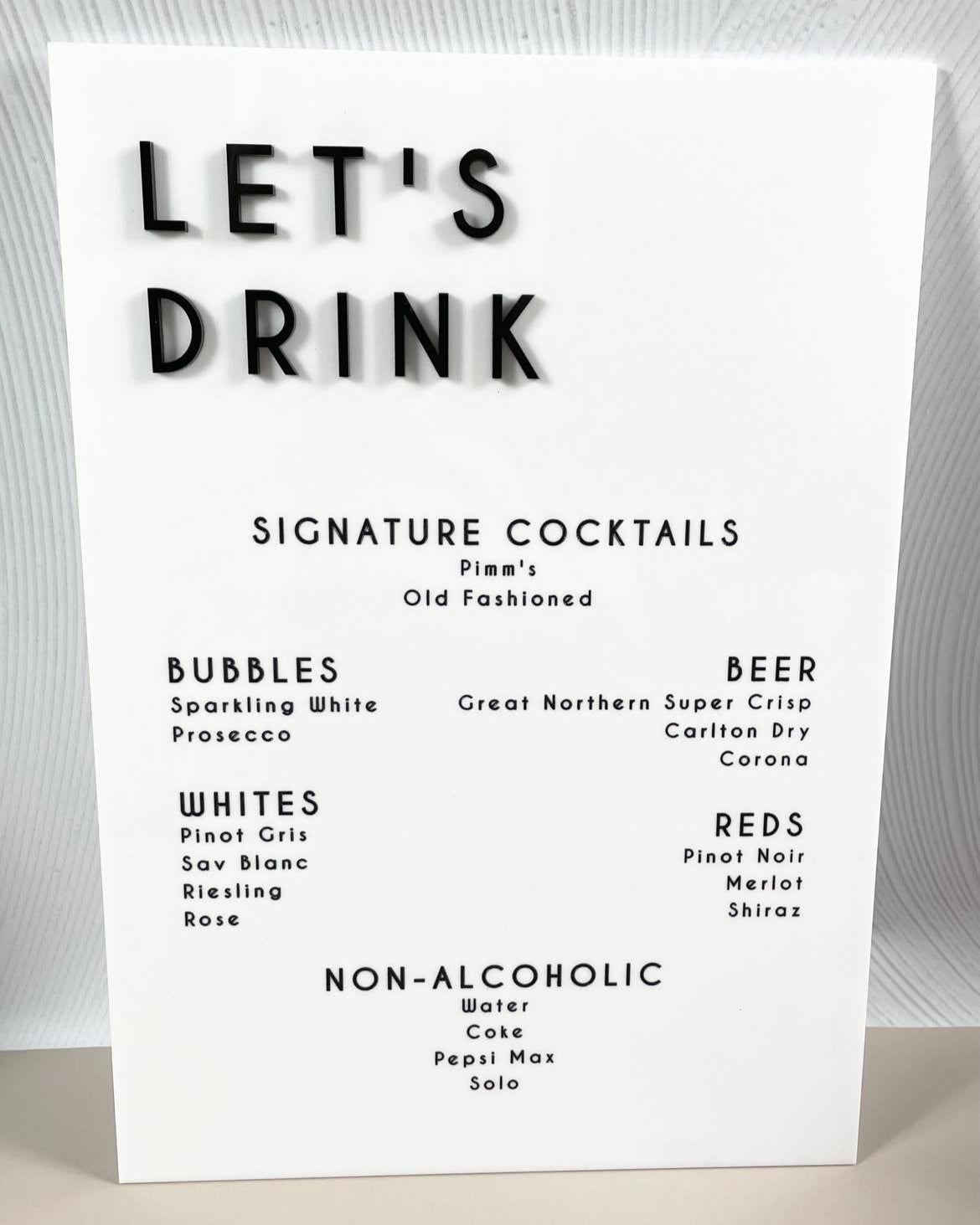 Wedding menus