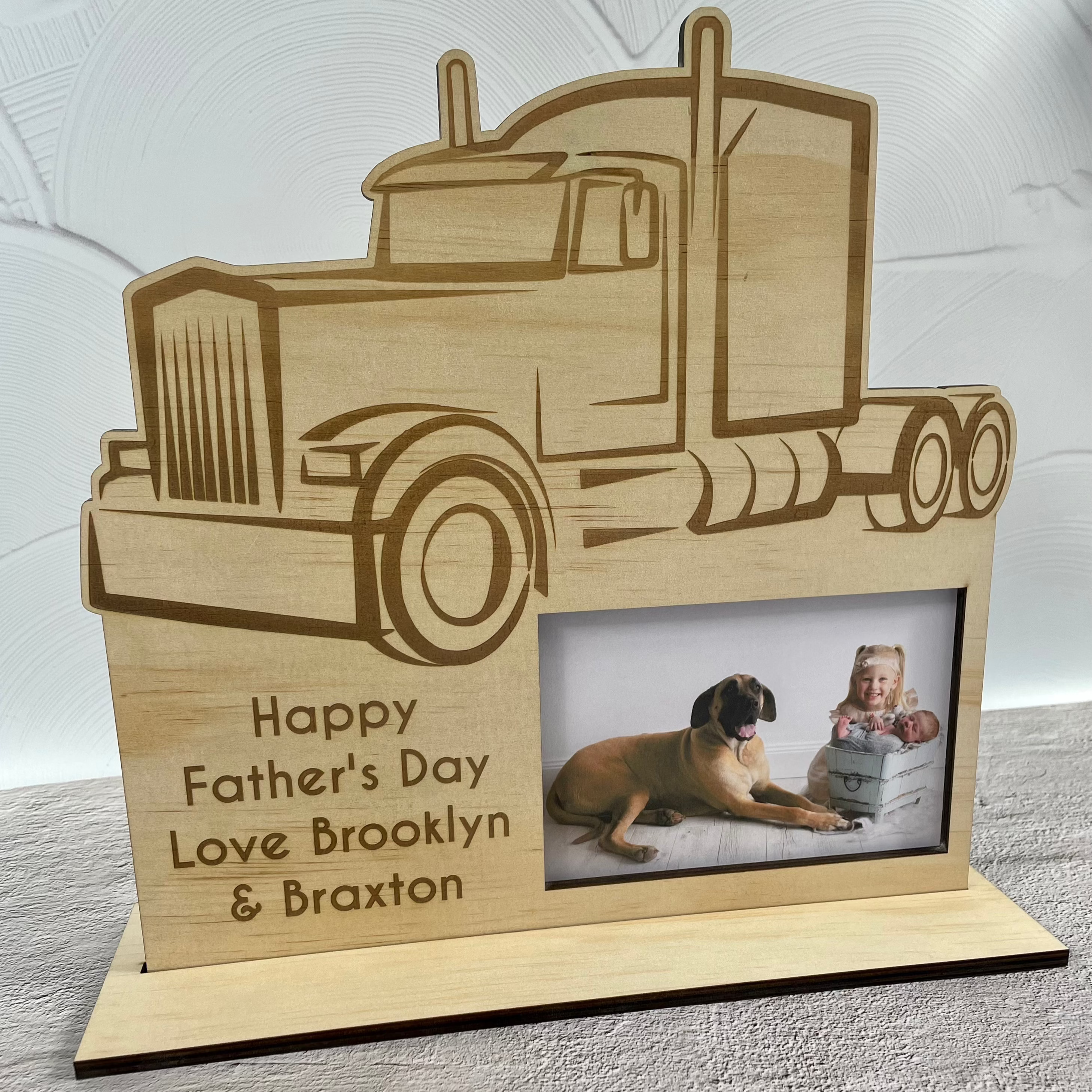 wooden truck photo frame