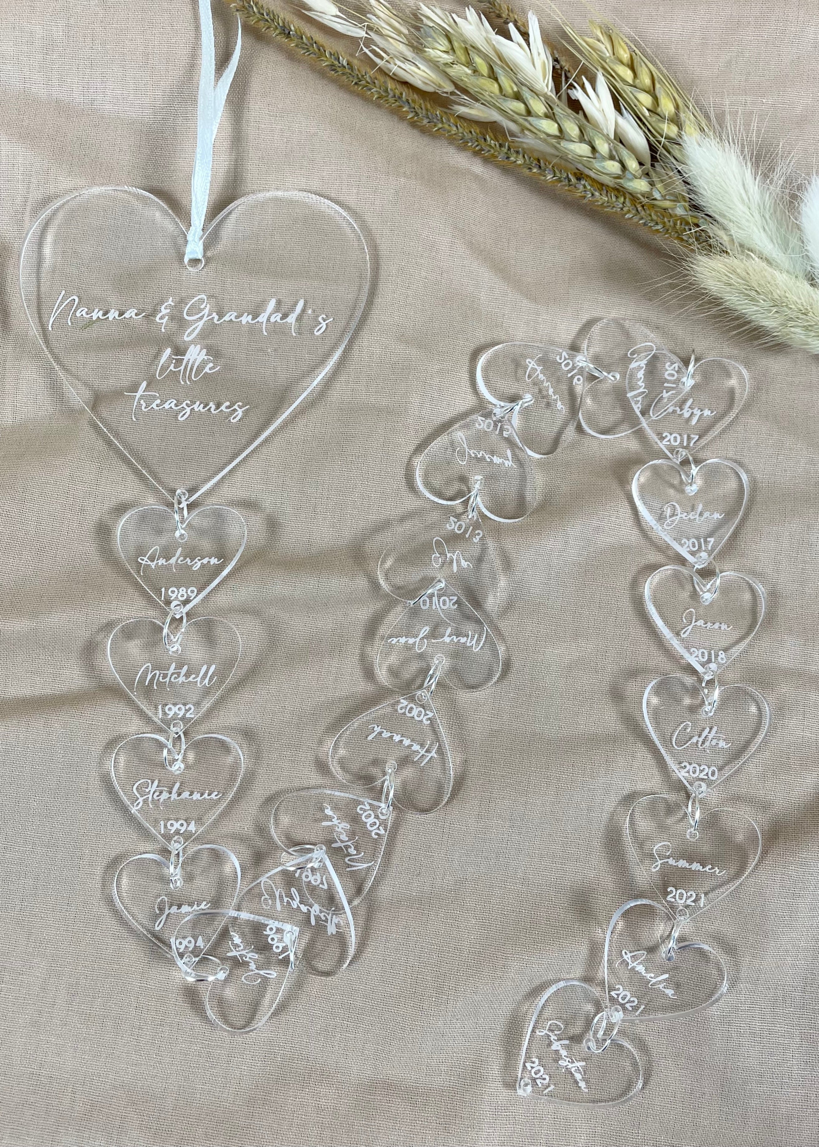 Family heart cascade ornament