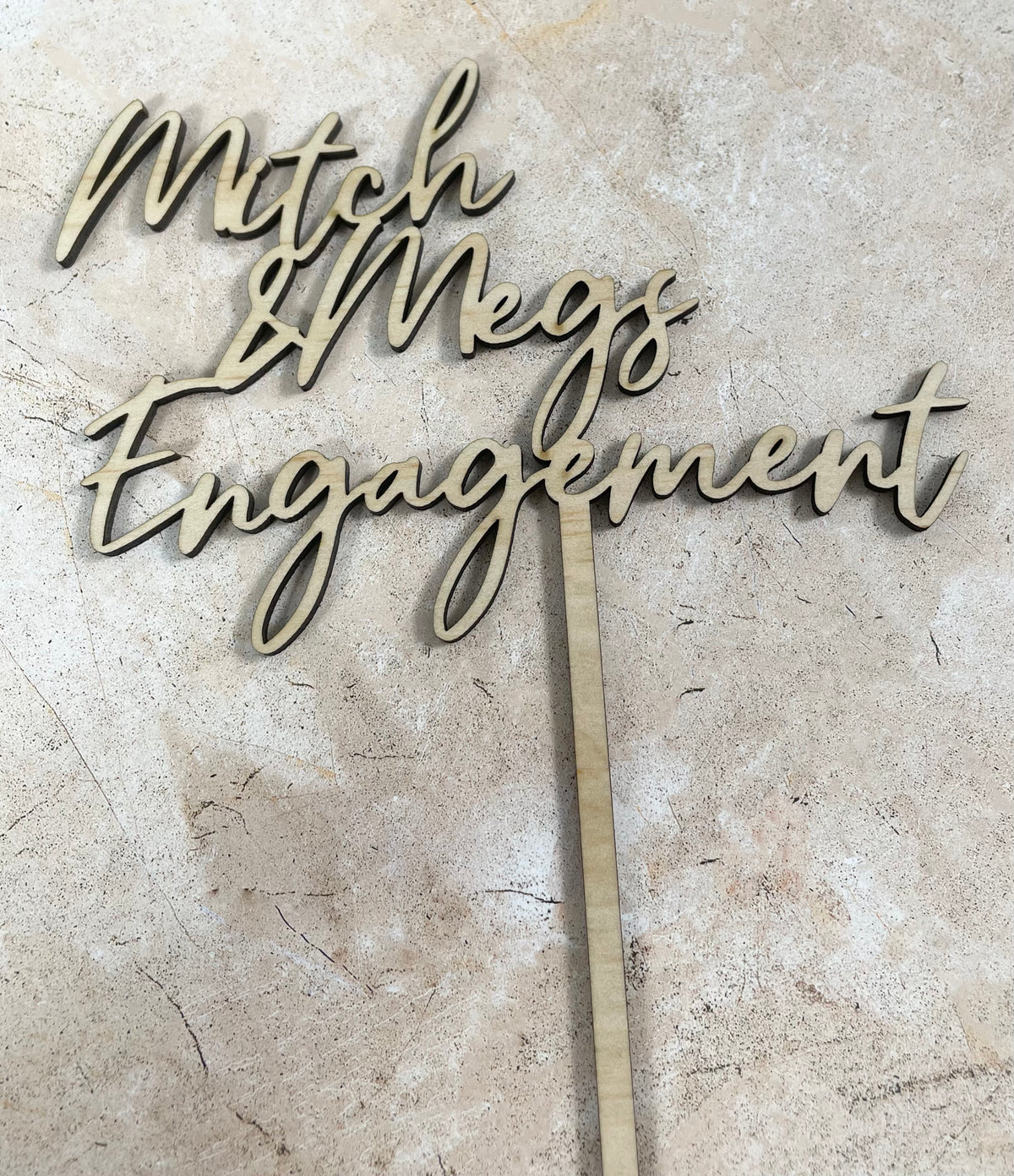 timber engagement cake topper