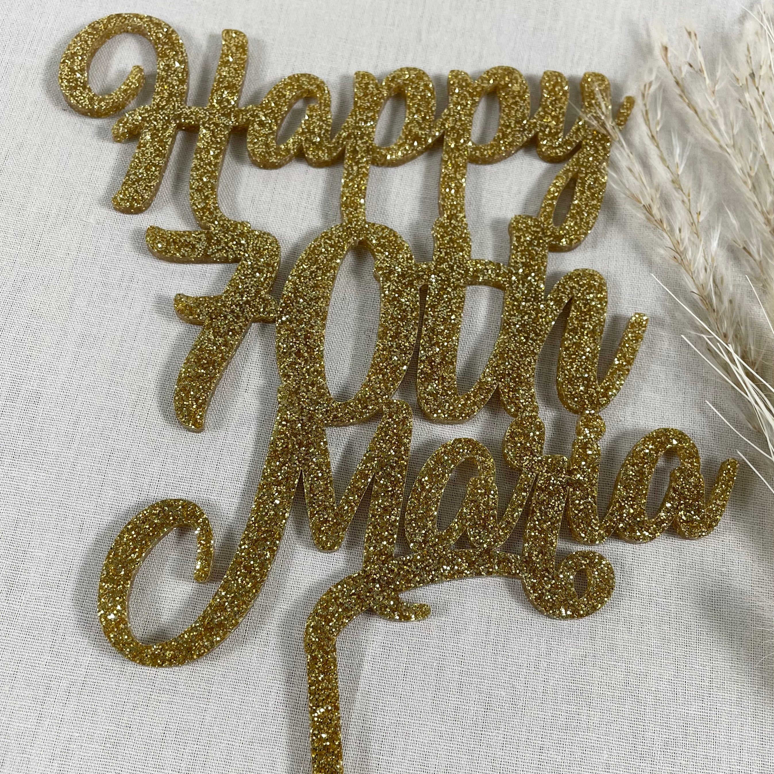 glitter 70th cake topper