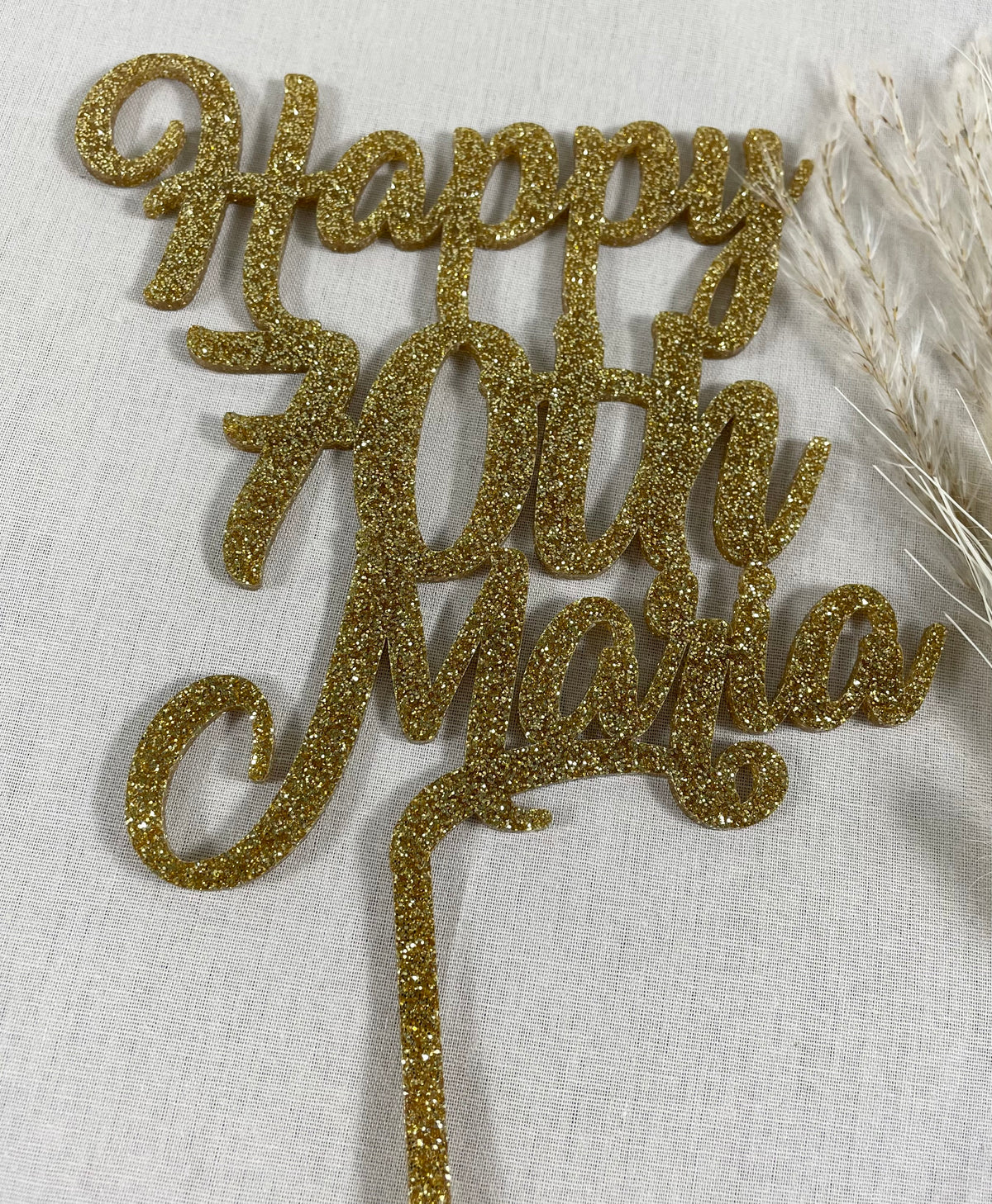 glitter 70th cake topper