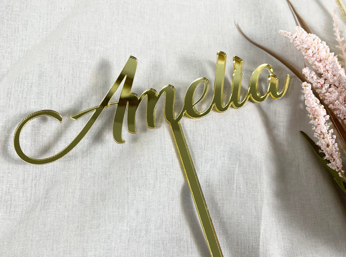 gold name cake toppers