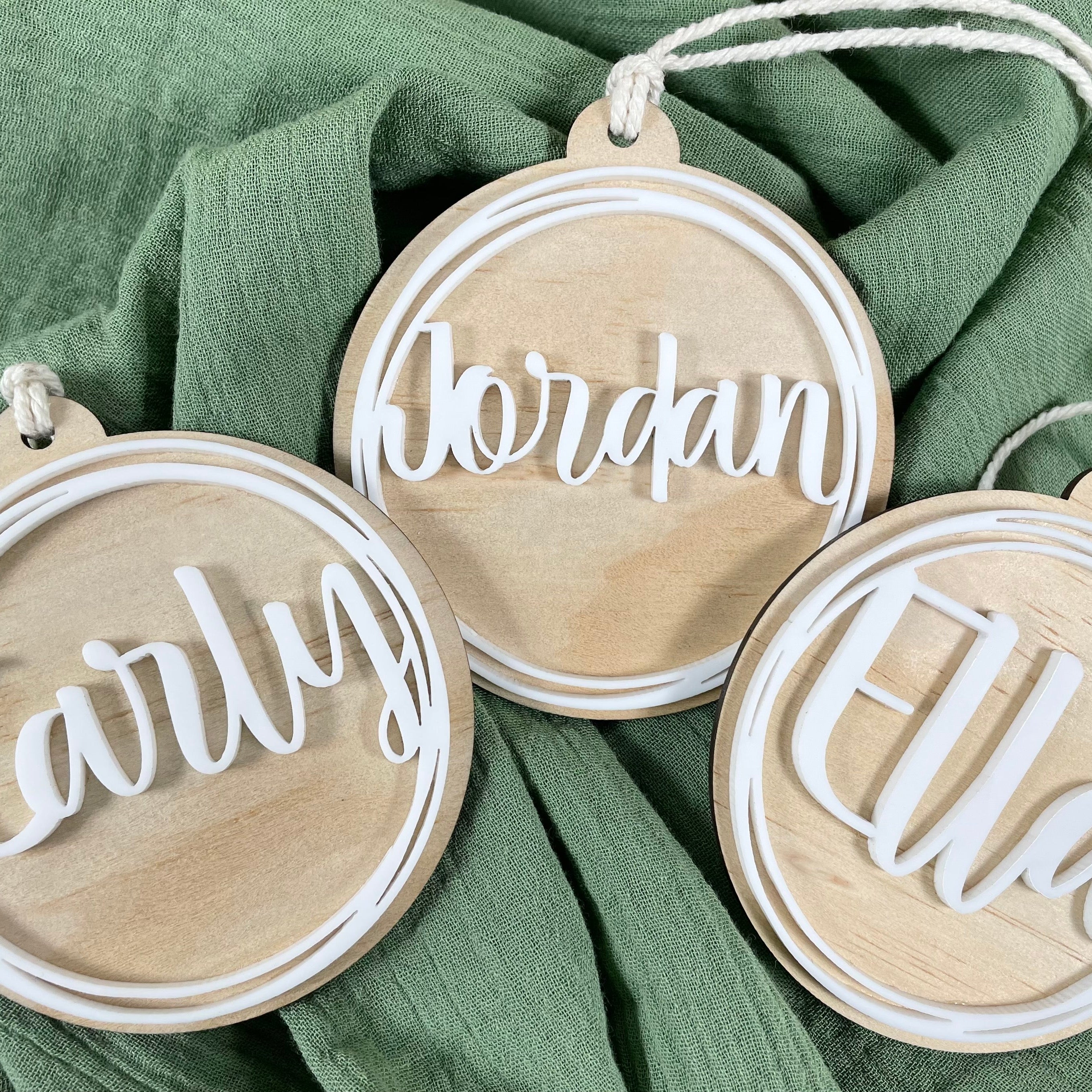 Scripted charm personalised name bauble