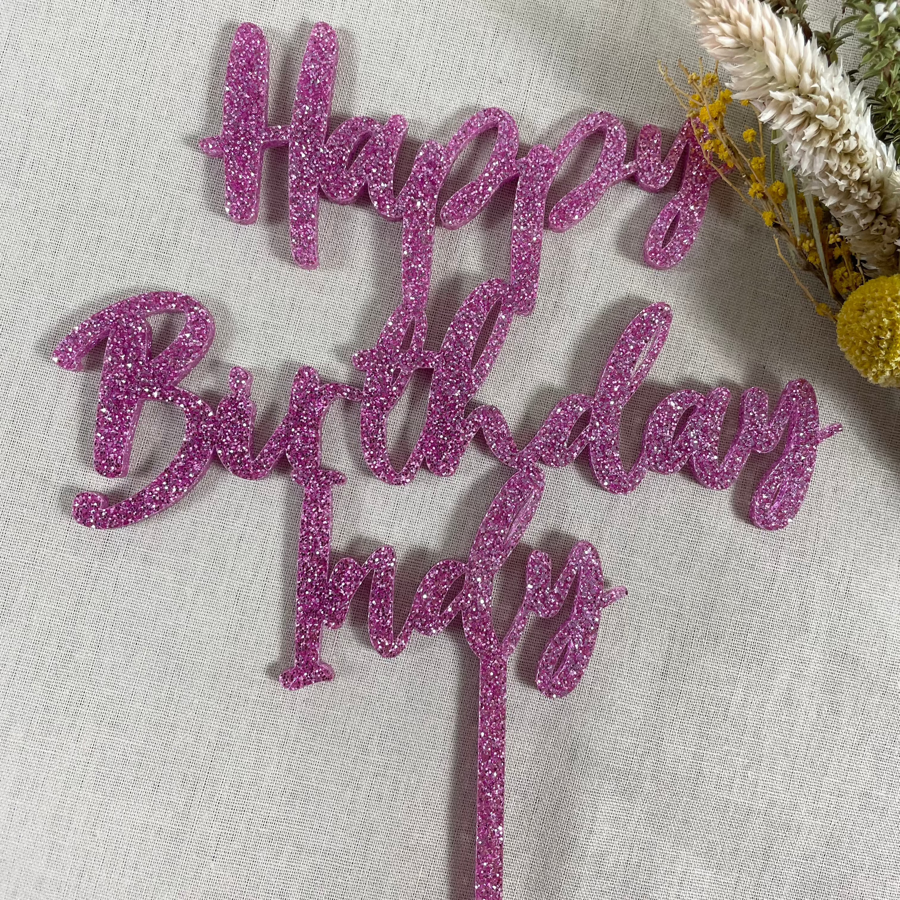 glitter birthday cake topper
