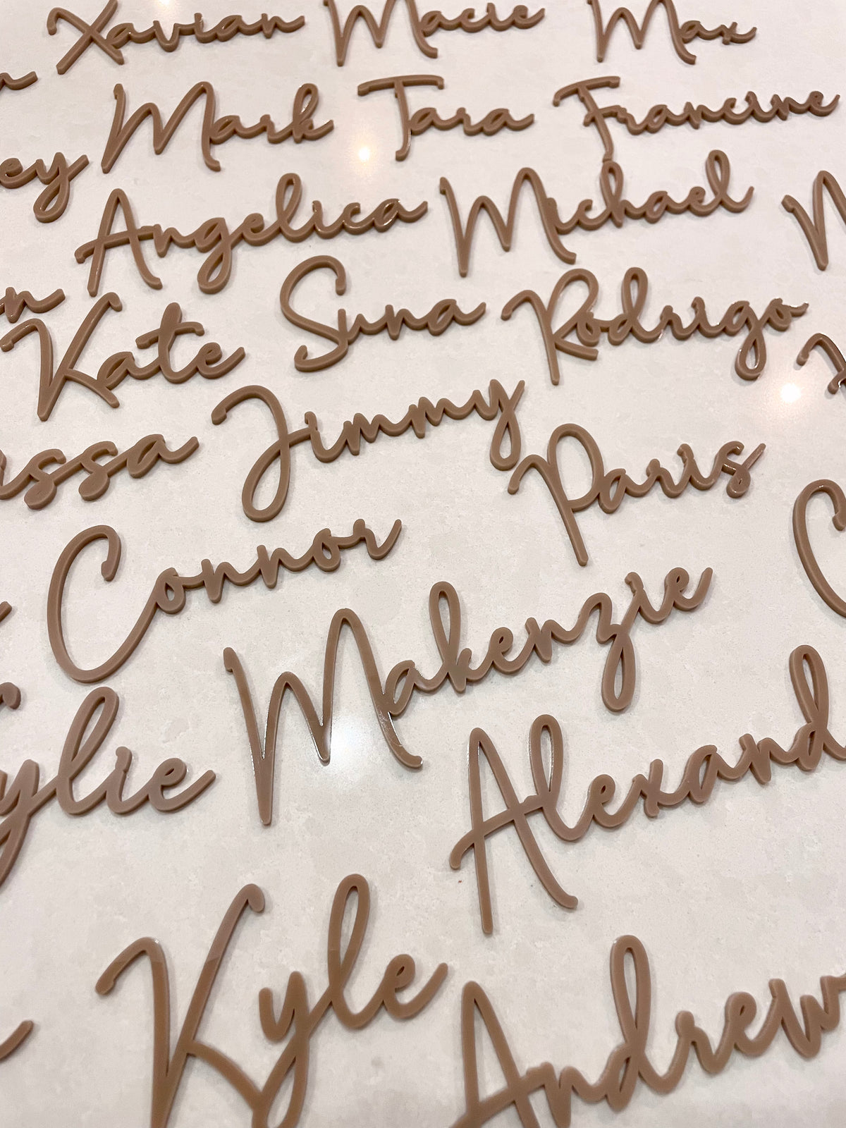 brown name place cards 
