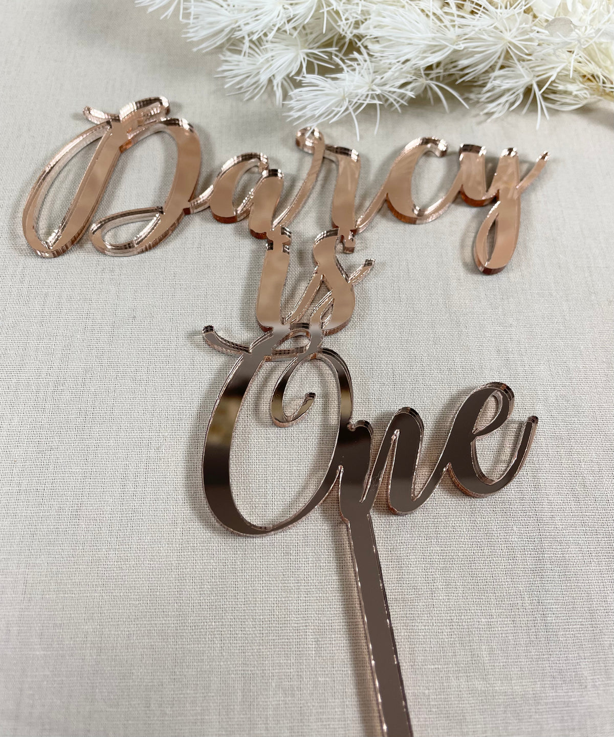 rose gold first birthday cake topper 