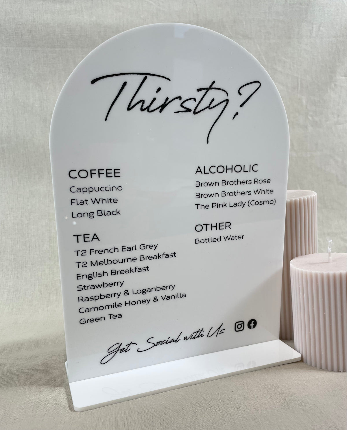 acrylic drink menus Melbourne 