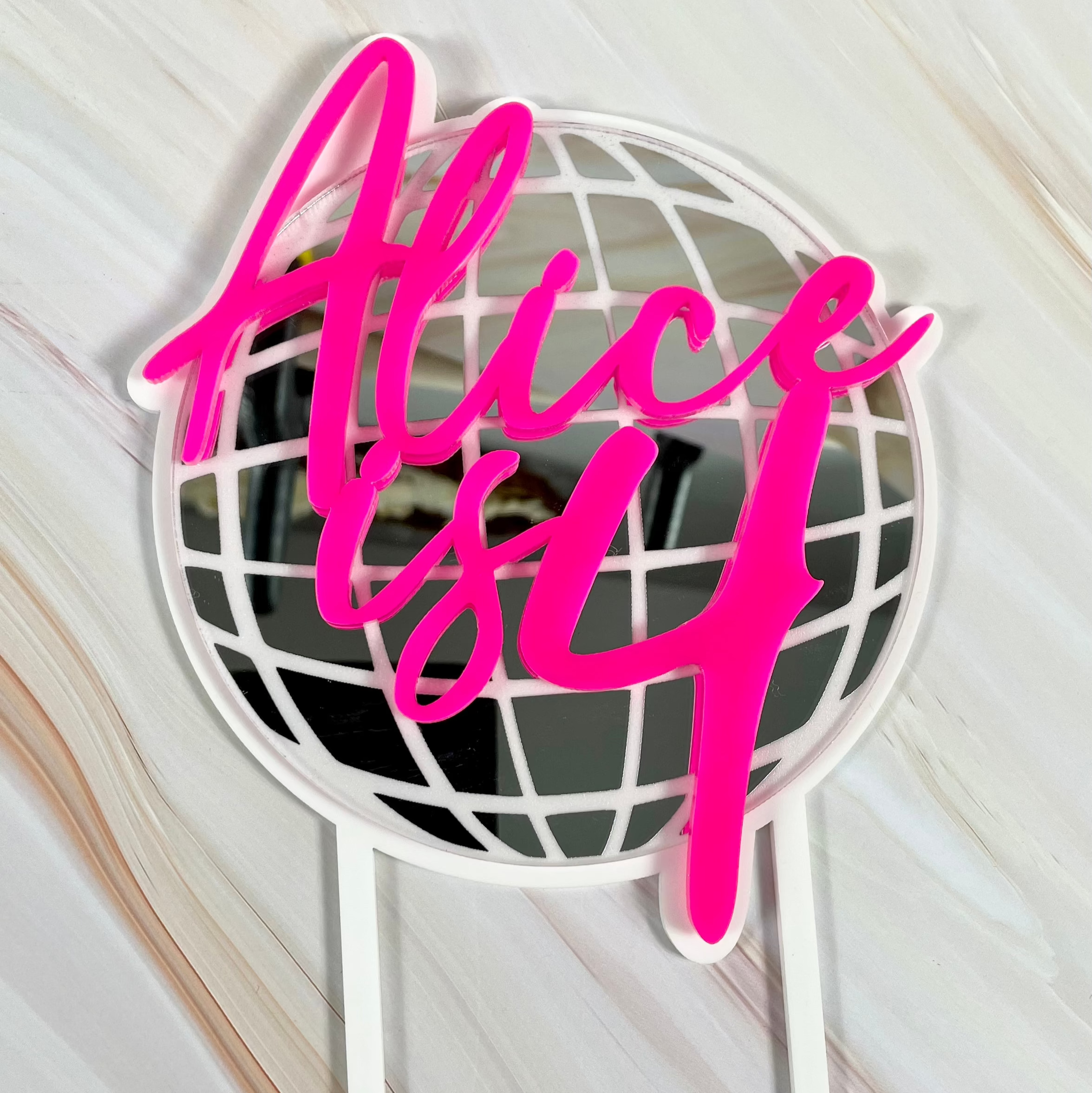 disco ball cake topper