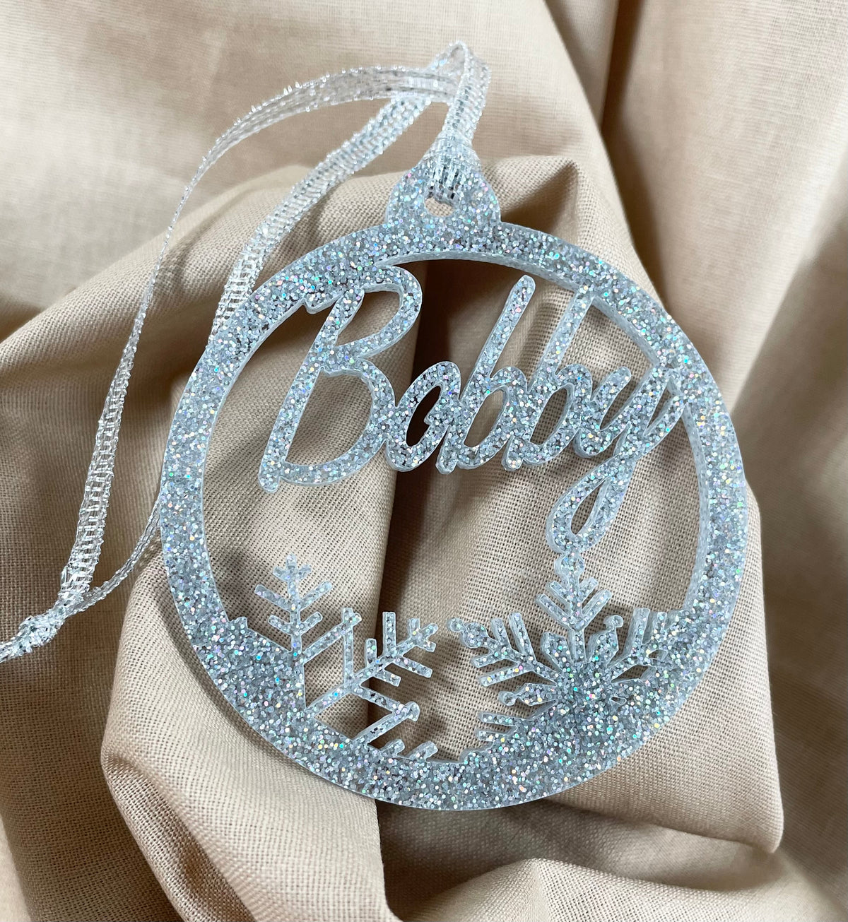 Frosted name ornament