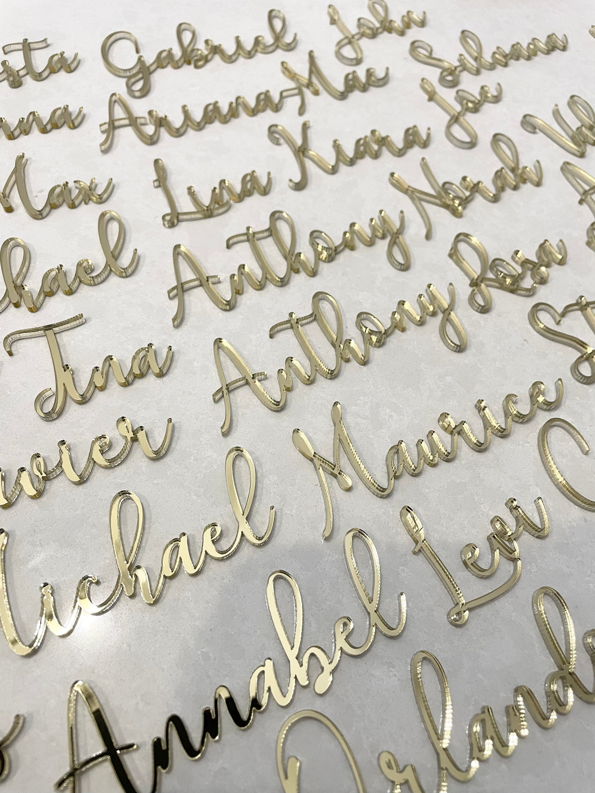 gold name place cards
