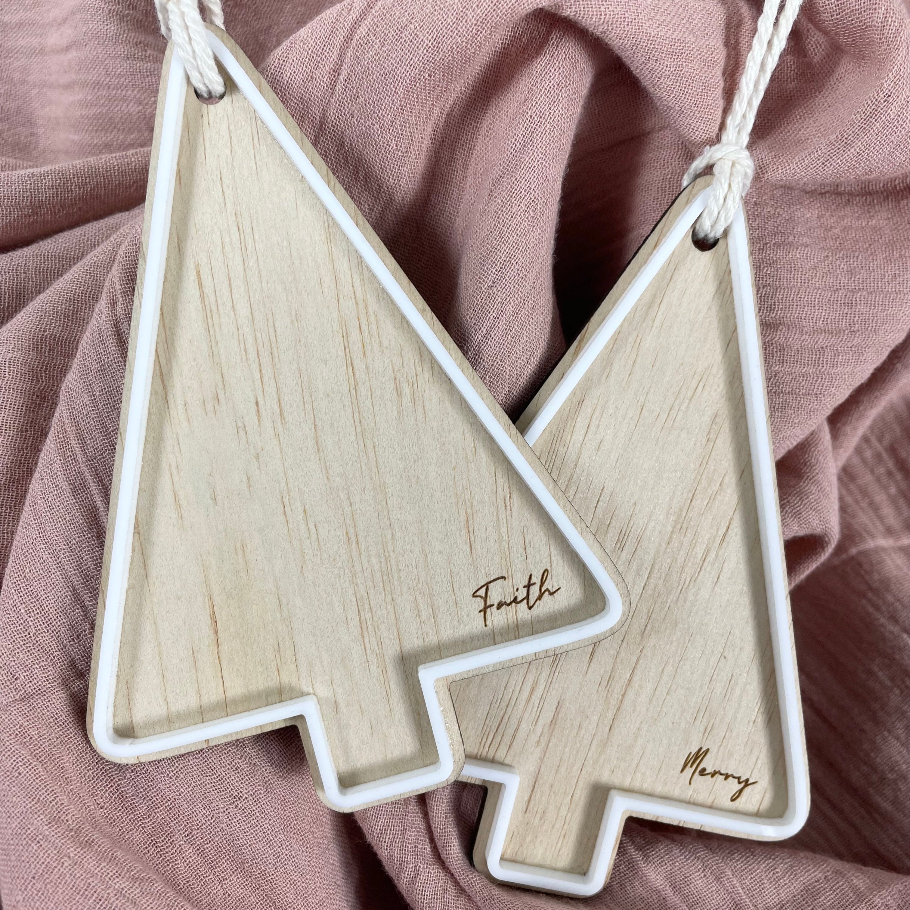 Minimalist Christmas tree name bauble