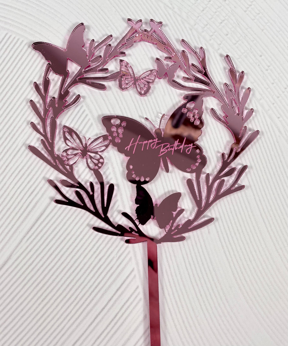 pink butterfly cake topper