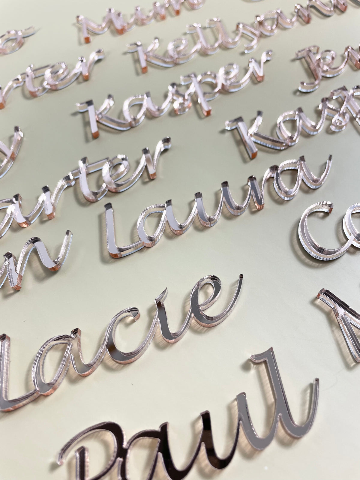 mirror name place cards