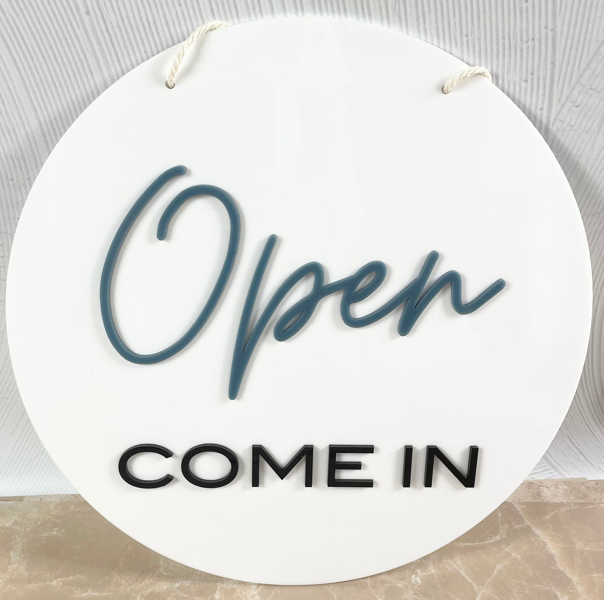 open come in sign