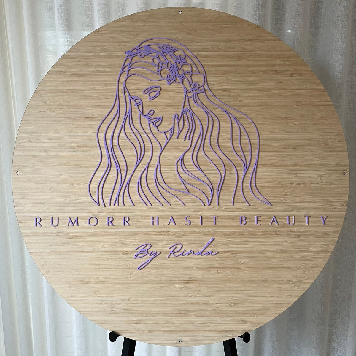 wooden beauty business sign