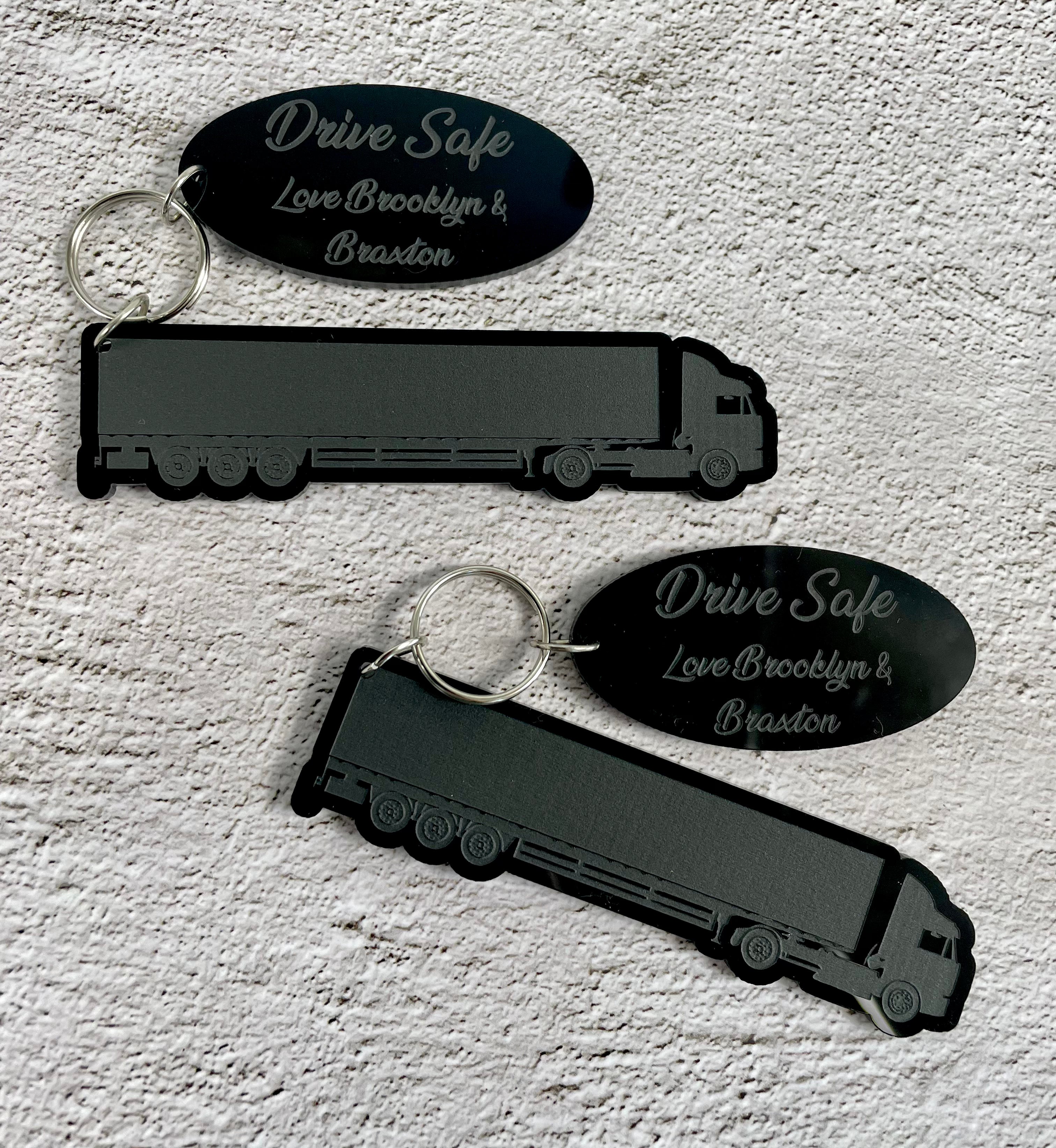 drive safe truck keyring 
