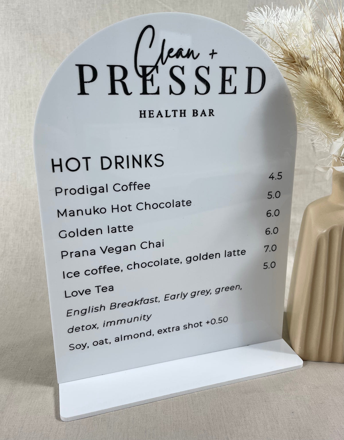 acrylic drink menu 