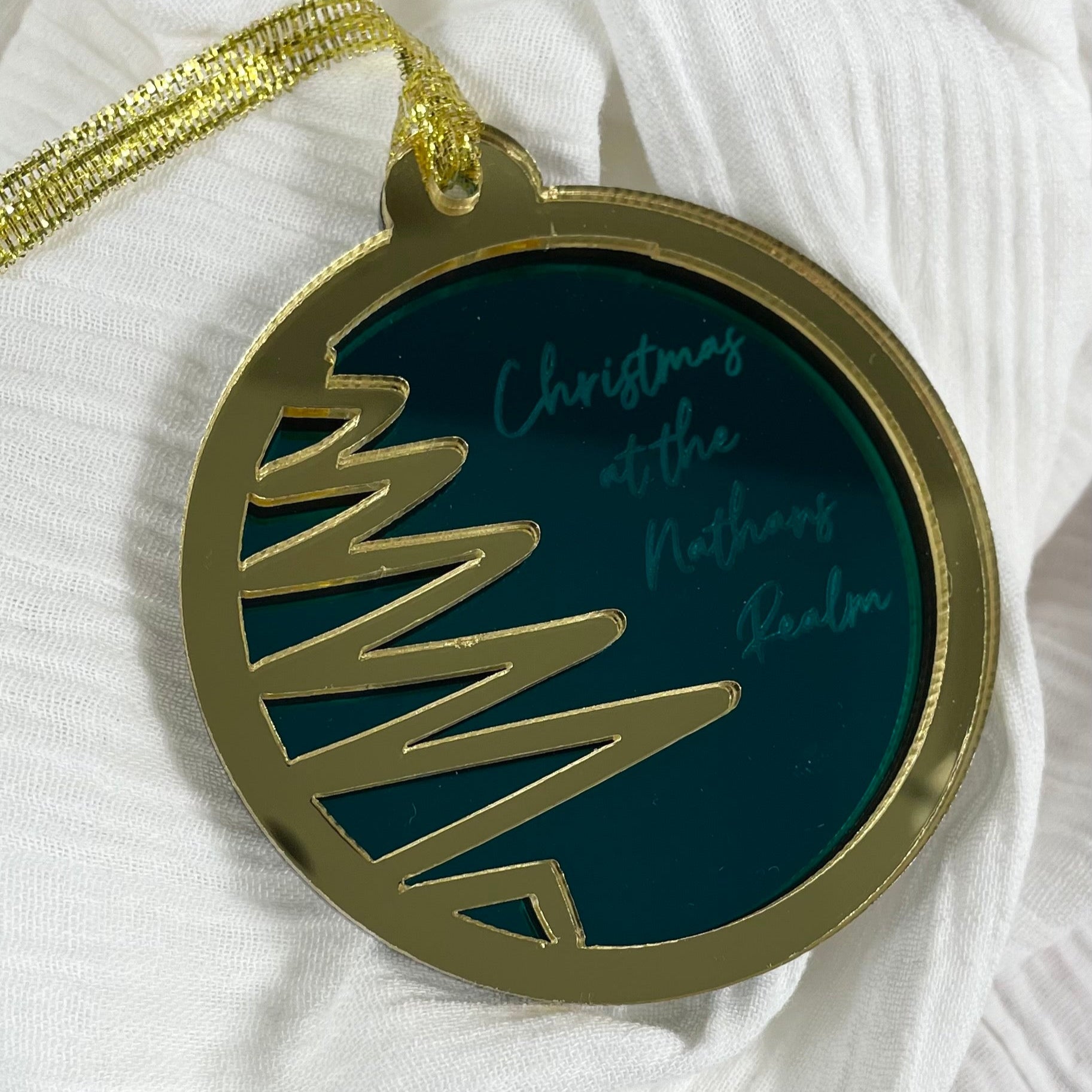 Personalised Christmas tree reflection bauble